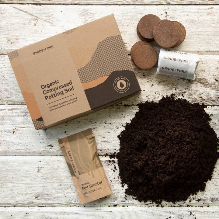 Spade To Fork - Wholesale Planting/Potting Soil - Organic Compressed Potting Soil (expands to 5 gallons)