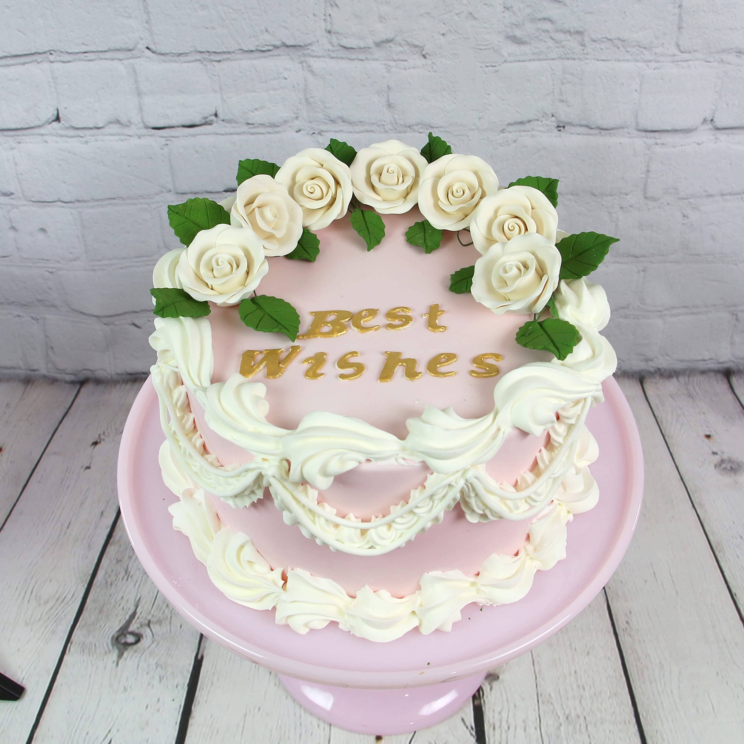 Global Sugar Art - Wholesale Cake/Cupcake Topper - Deluxe White Roses for Cake Decorating, Premium Unwired Sugar Flowers by Global Sugar Art, White, Medium1