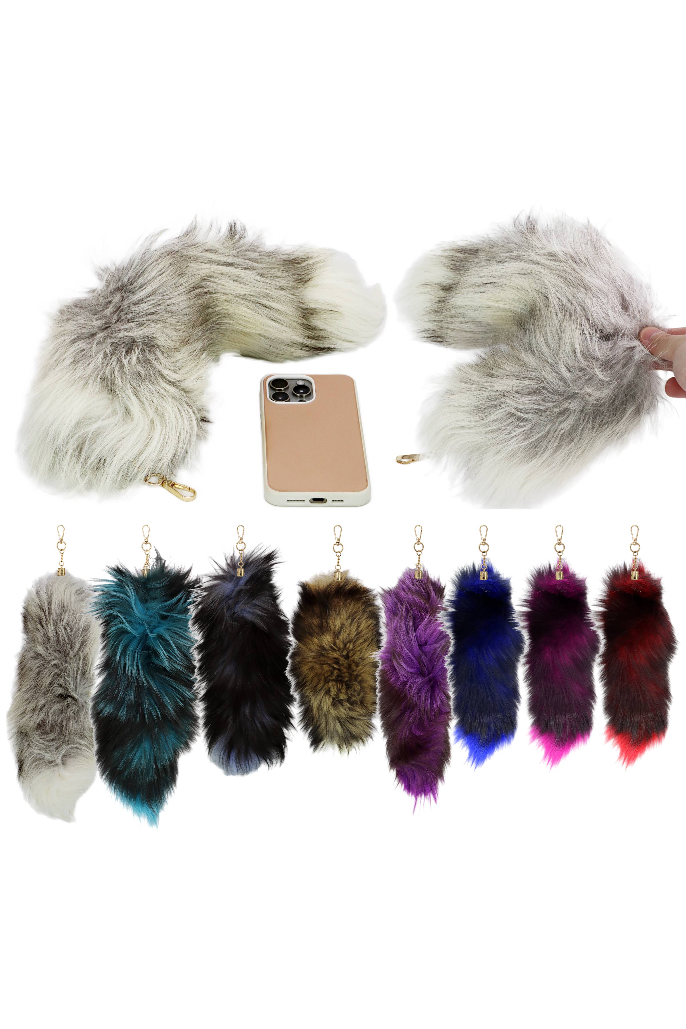 Cap Zone - Wholesale Keychain - Women's - Oversized Shaggy Fur Tail Key Ring - 18.5 Inch2