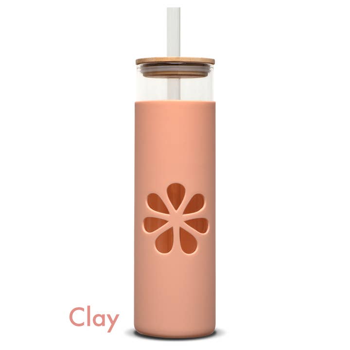 Boobie Superfoods - Wholesale Water bottle - Hydromom Quencher Glass Bottle with Silicone Sleeve