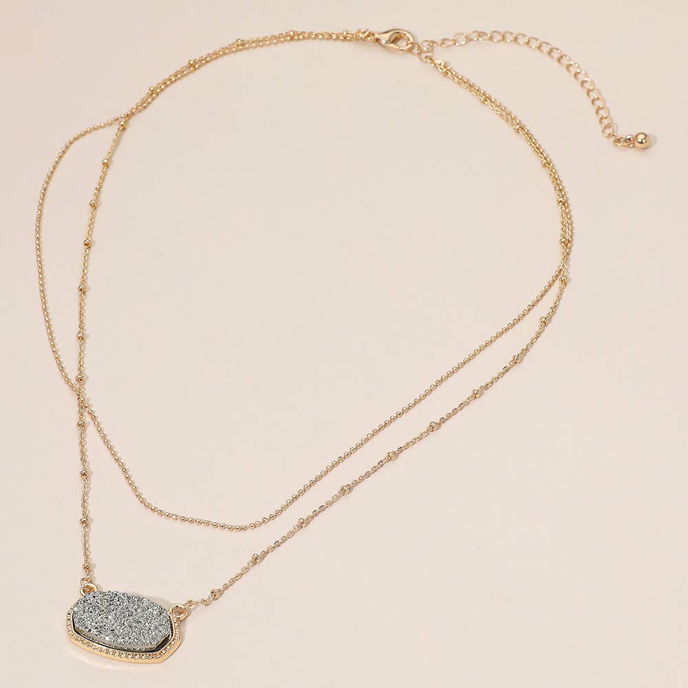 Sensibling Corp. – Engroshandel Halskæde med vedhæng – Druzy vedhæng accent lagdelt halskæde5