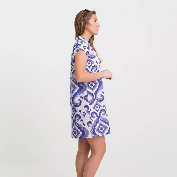 Pomegranate Inc - Wholesale Dress - Women's - Ikat Very Peri Cap Sleeve Dress1