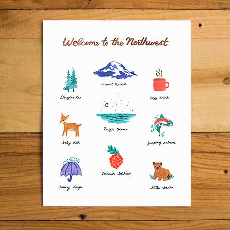 Northwest Welcome Print for wholesale by Pretty Bird Paper Co.