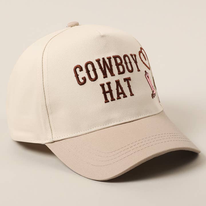Beige Cowboyhat Kaktus Hjerte Broderi Truckerhat for engroshandel på Faire