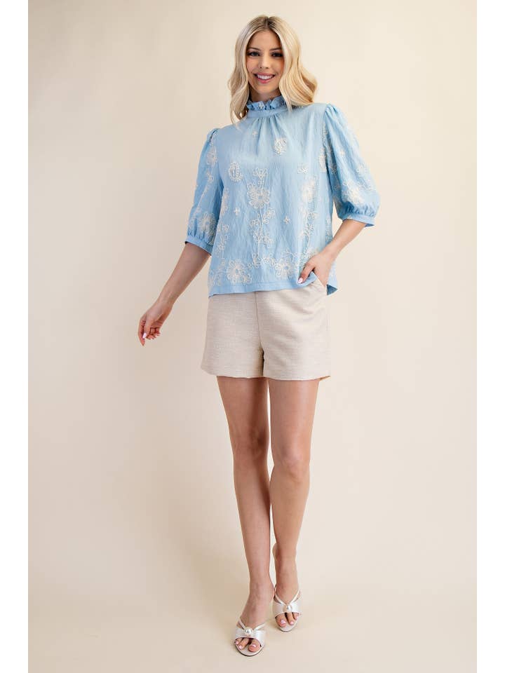 Glam - Vendita all'ingrosso Camicetta - Donna - Top a collo alto con maniche a palloncino