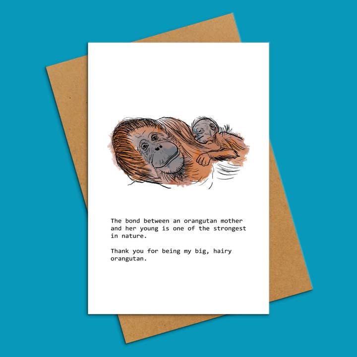 Orang-Utan Muttertagskarte für den Großhandel von Deb Almond Art