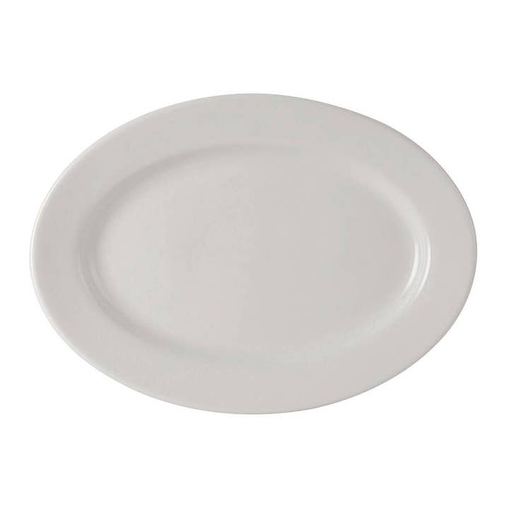 Cáscara de huevo RE Plato ovalado de cerámica con borde enrollado, 14.125 pulgadas de venta al por mayor en Faire