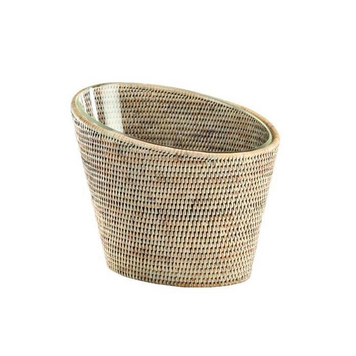 White cerused rattan Clubbers champagne bucket for wholesale by Pagan