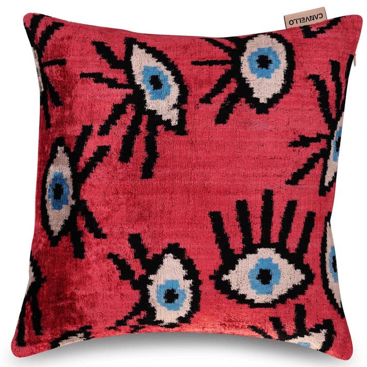 Canvello - Wholesale Throw/Decorative Pillow - Canvello Handmade Luxury Handmade Velvet Silk Evil Eye Throw Pillow With Down Insert4