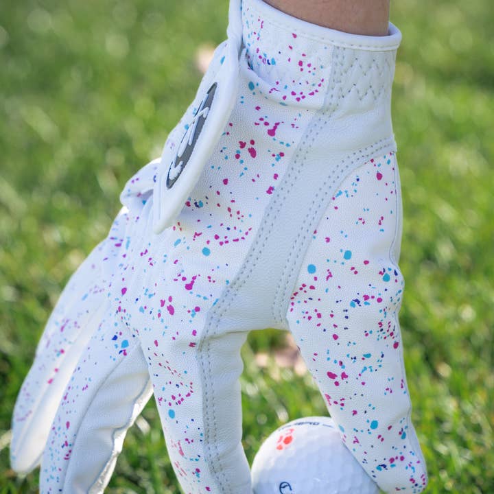 Shank It Golf - Vendita all'ingrosso Accessori sportivi - Guanto da golf con schizzi di vernice bianca2