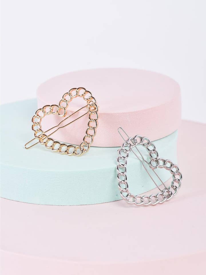 3 stuks gouden hartketting met achtersluiting haarclip voor wholesale door Tasha Apparel Wholesale