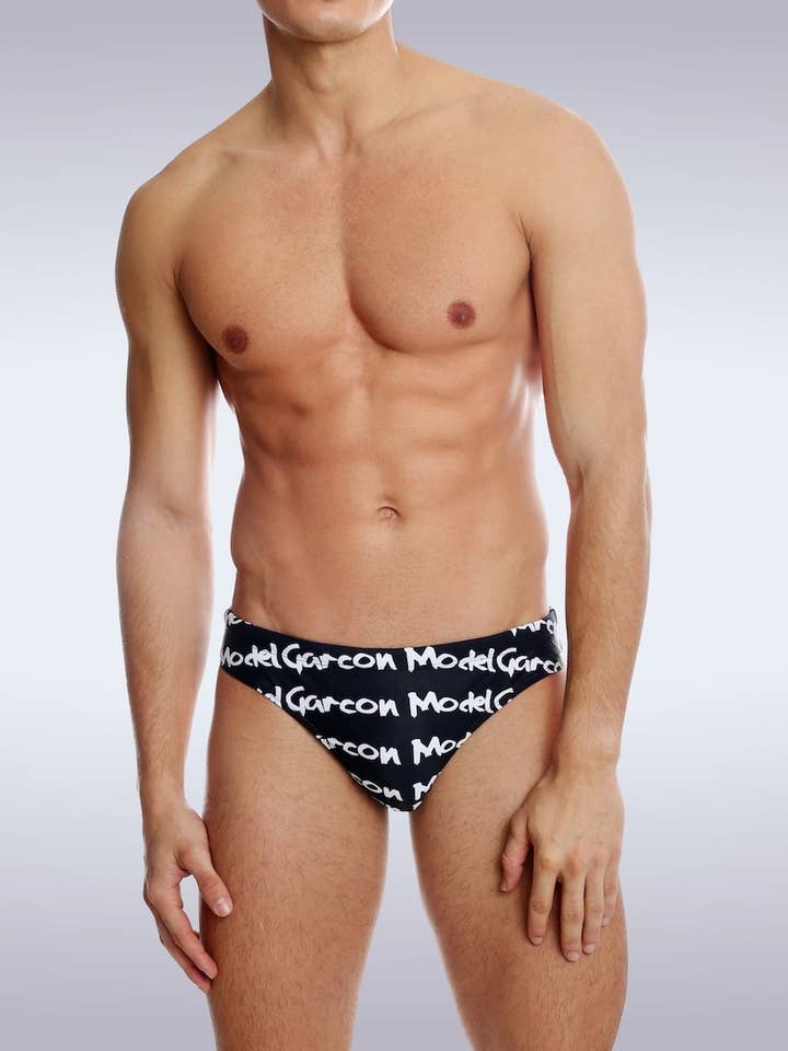 Schwarze Graffiti-Badehose für den Großhandel von GARCON® Underwear