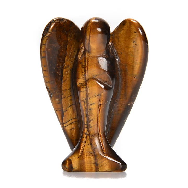 Ángel tallado a mano en ojo de tigre amarillo tamaño 2'' para venta al por mayor de CRCBEADS