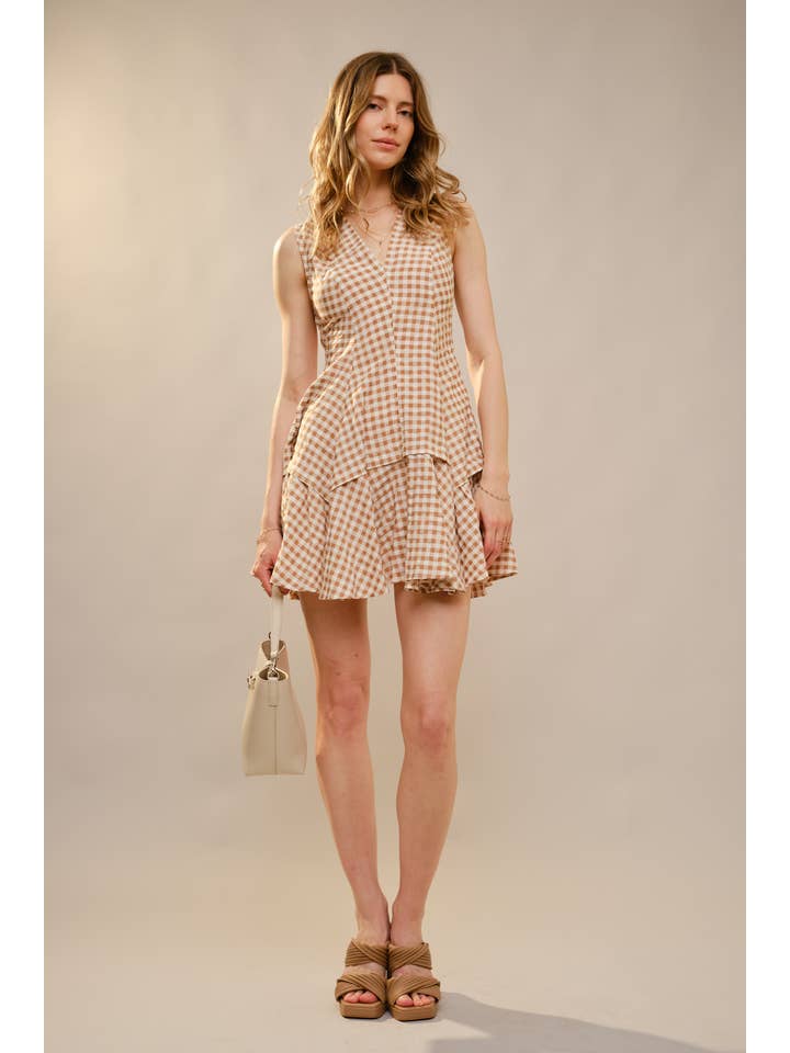 Blue B - Wholesale Dress - Women's - 47022D - Gingham Flare Mini Dress8