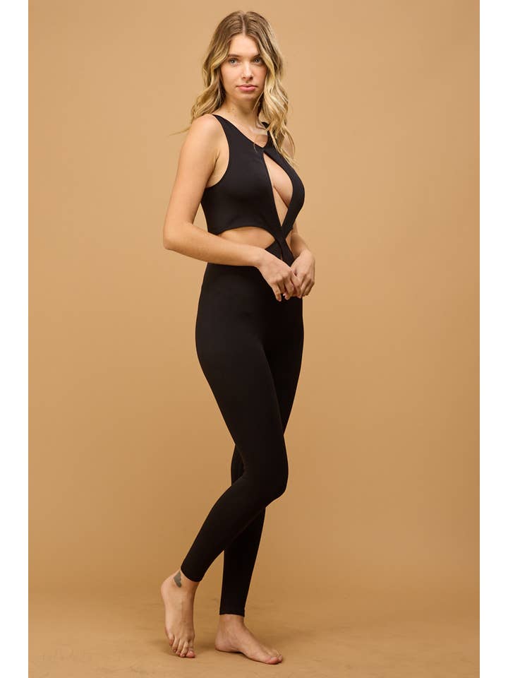 ANWND - Wholesale Unitard - Women's - 53119 - FRONT KEYHOLE SIDE CUT OUT CATSUIT4