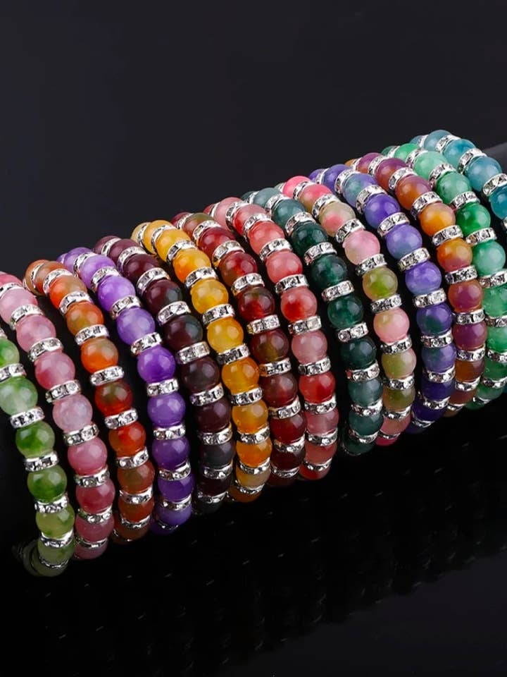 Pulseras Elegantes de Piedra de Jade con Brillantes Detalles de Estrás para venta al por mayor de 2 Greeks Inc