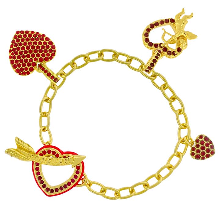 Pulsera Ombre Roja con Corazones y Flechas de San Valentín Ritzy Couture para venta al por mayor de Ritzy Couture by Esme Hecht
