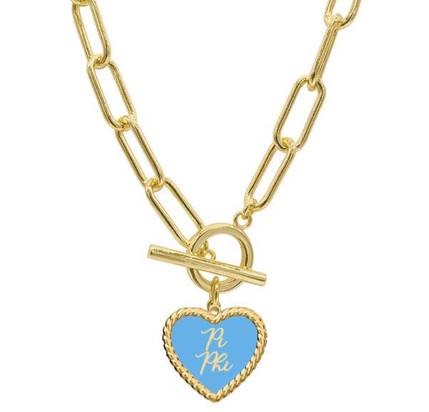 Over The Moon Greek - Wholesale Pendant/Charm Necklace - Sorority Enameled Heart Charm Necklace14