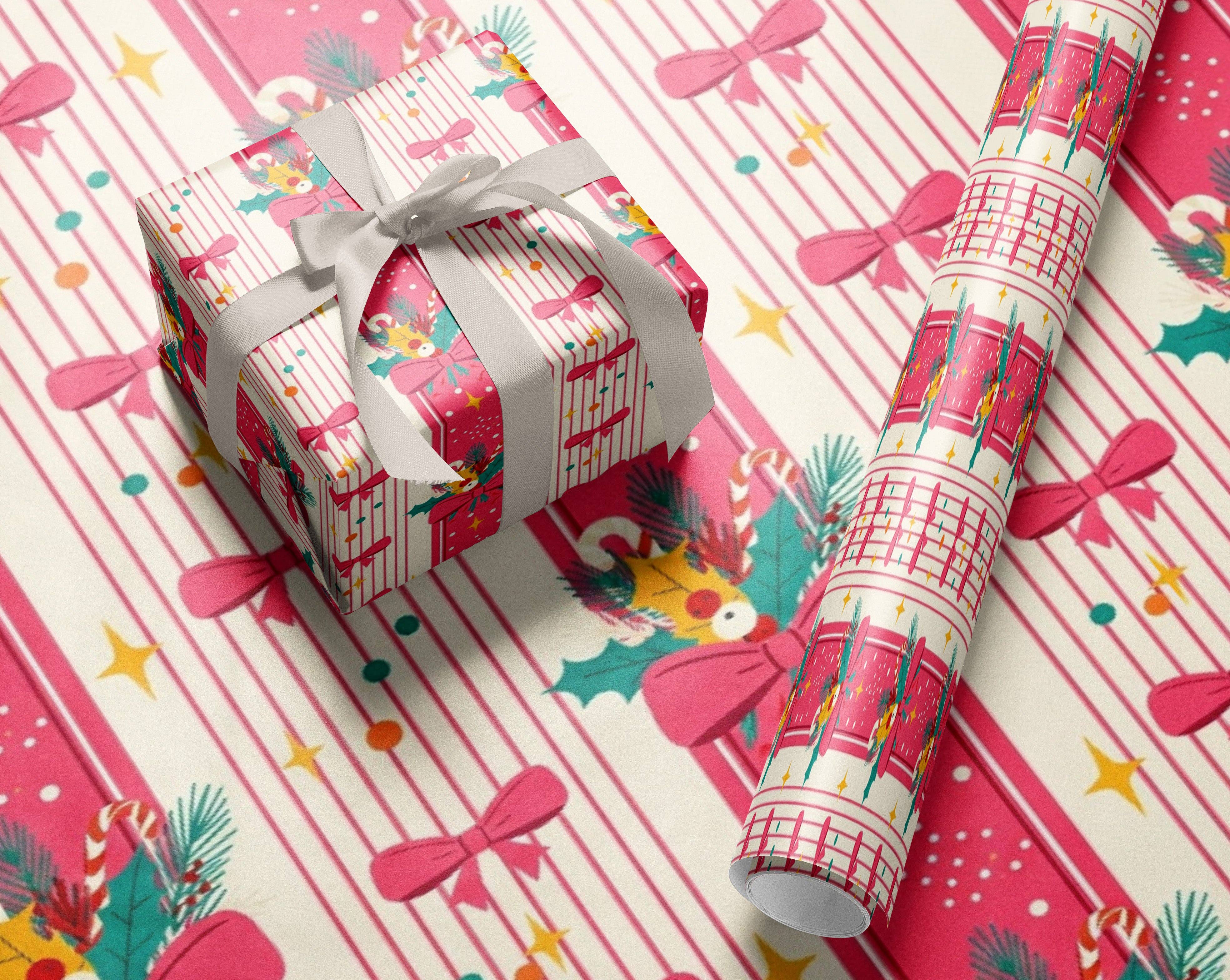 MagicMerchEmporium - Wholesale Wrapping Paper Roll - Festive Pink Wrapping Paper2