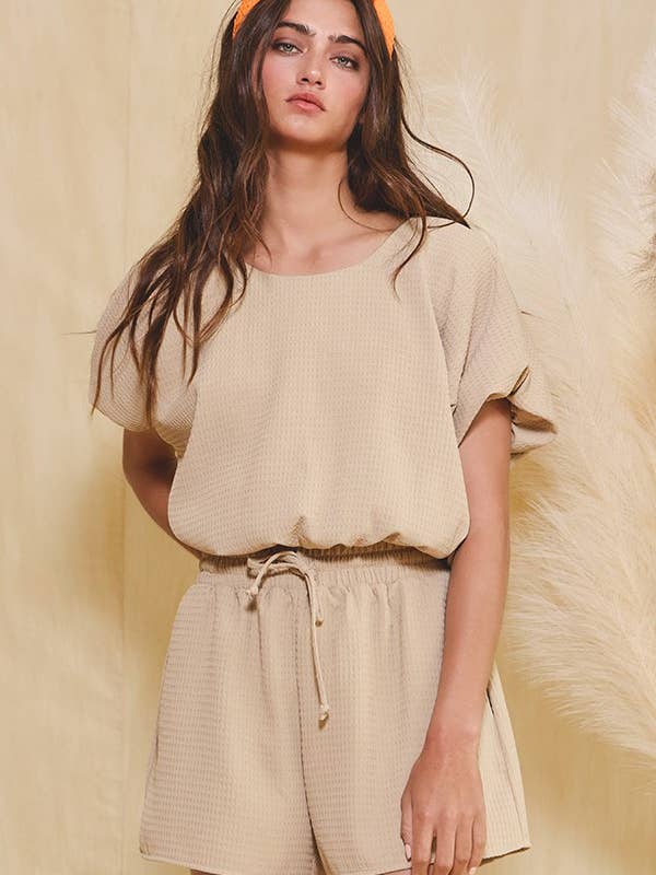 BUCKETLIST INC - Wholesale Knit Top - Women's - T2304-1 Bubble Hem And Sleeve Textured Crop Top16