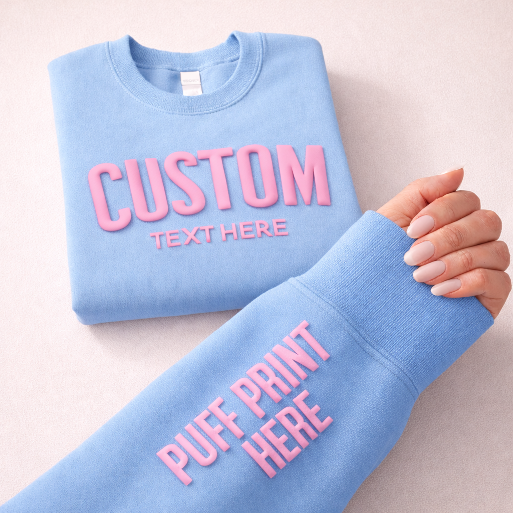 Nobullwoman Apparel - Wholesale Graphic Sweatshirt - Unisex - CUSTOM Wrist Sleeve & Front Puff Print Unisex Sweatshirt3