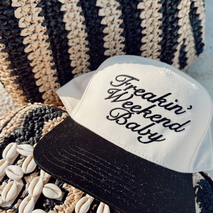 KENZKUSTOMZ - Wholesale Trucker Hat - Women's - Freakin' Weekend Baby - Black Vintage Trucker Hat
