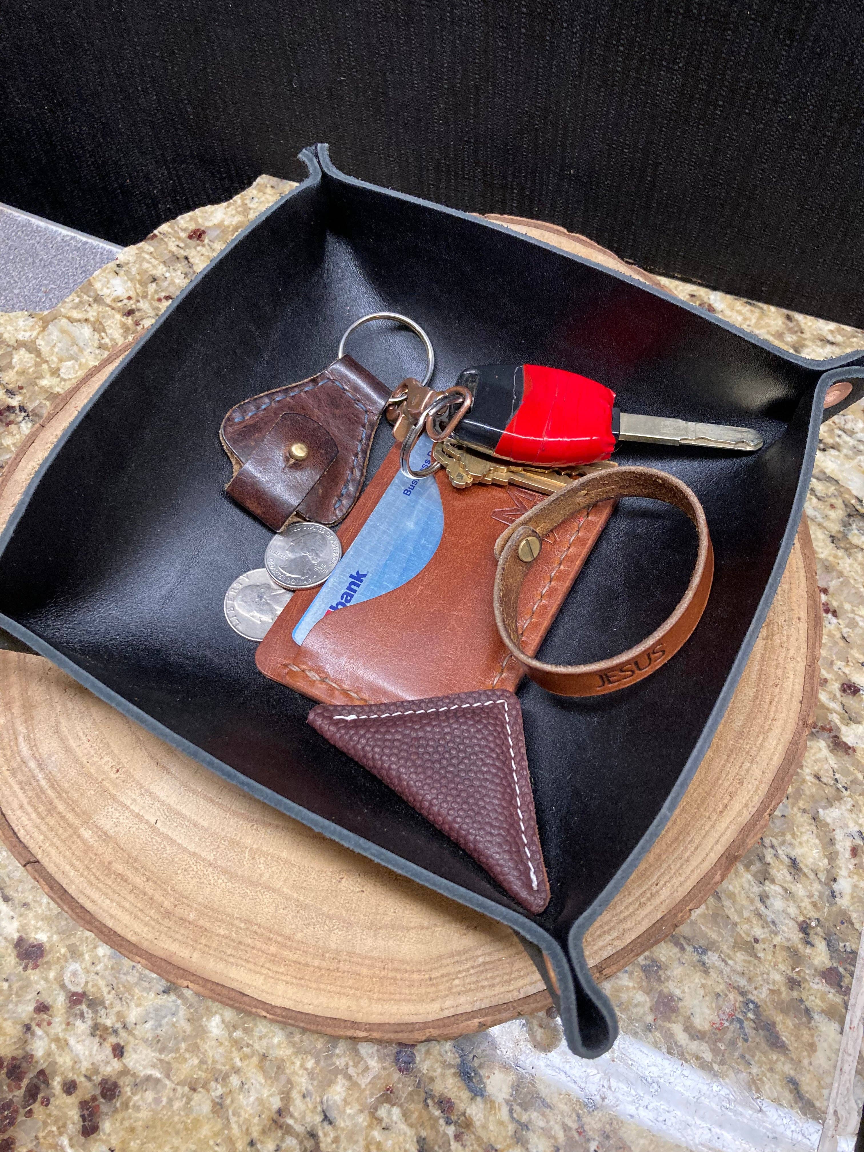 Madison Street Leather - Wholesale Decorative Tray - Black Leather Catch All Tray