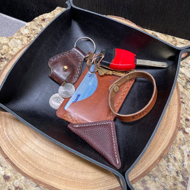 Madison Street Leather - Wholesale Decorative Tray - Black Leather Catch All Tray0