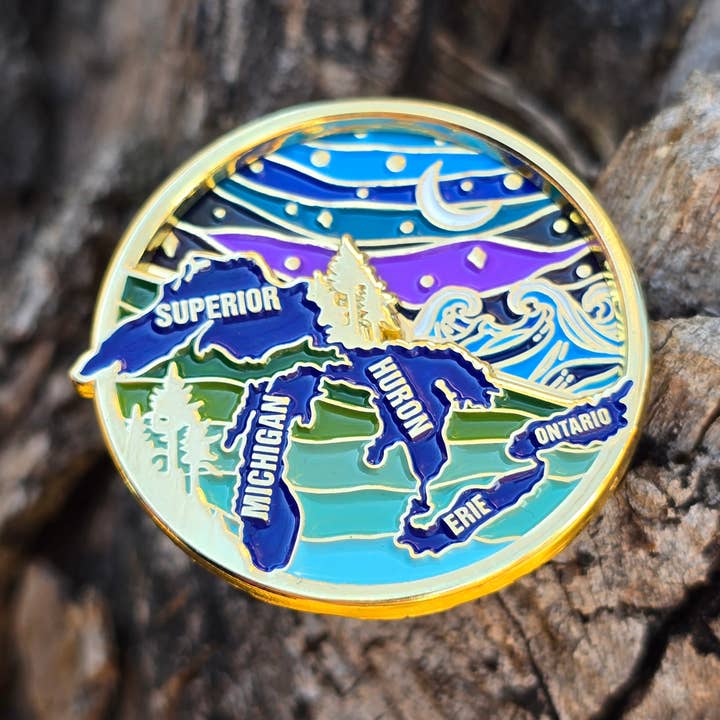 Art Factory LLC - Wholesale Lapel Pin/Button - Great Lakes spinning enamel pin