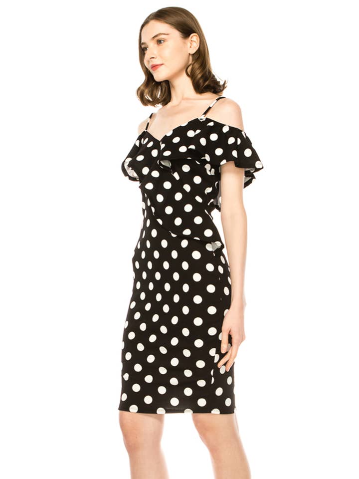 MOA COLLECTION - Wholesale Dress - Women's - Women's Off Shoulder Ruffle Accent Bodycon Dress