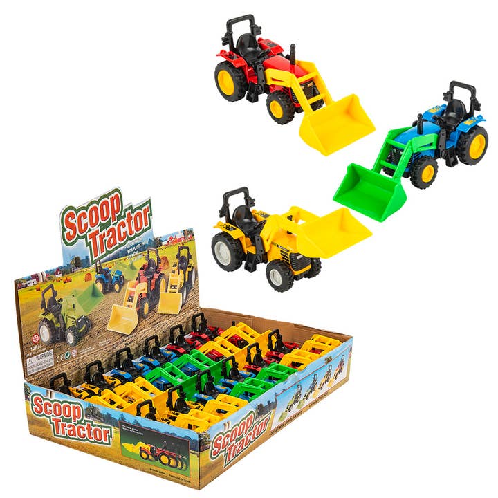 The Toy Network - Wholesale Toy Car/Truck - Kids - 6" Diecast Scoop Tractor 12/Display