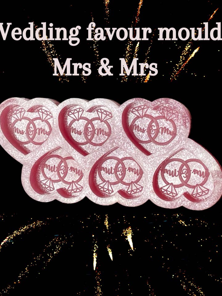 Mrs & Mrs Wedding Favour Silicone Mould for wholesale by Devine Silicone Moulds