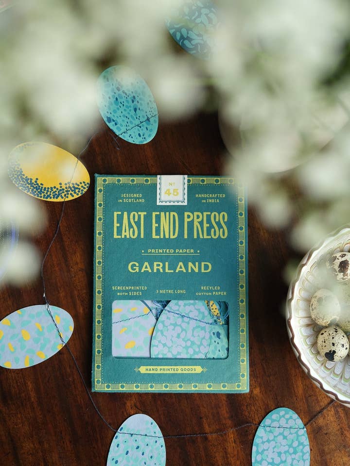 BLUE SPECKLED EGGS SEWN GARLAND for wholesale by East End Press