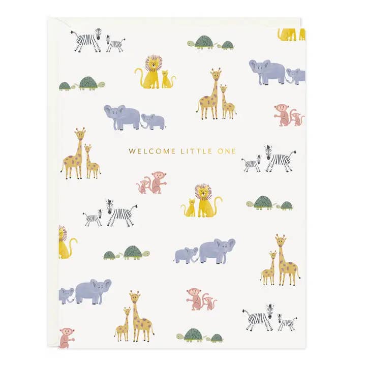 Welcome Baby Animals Card for wholesale by Olive & Loom