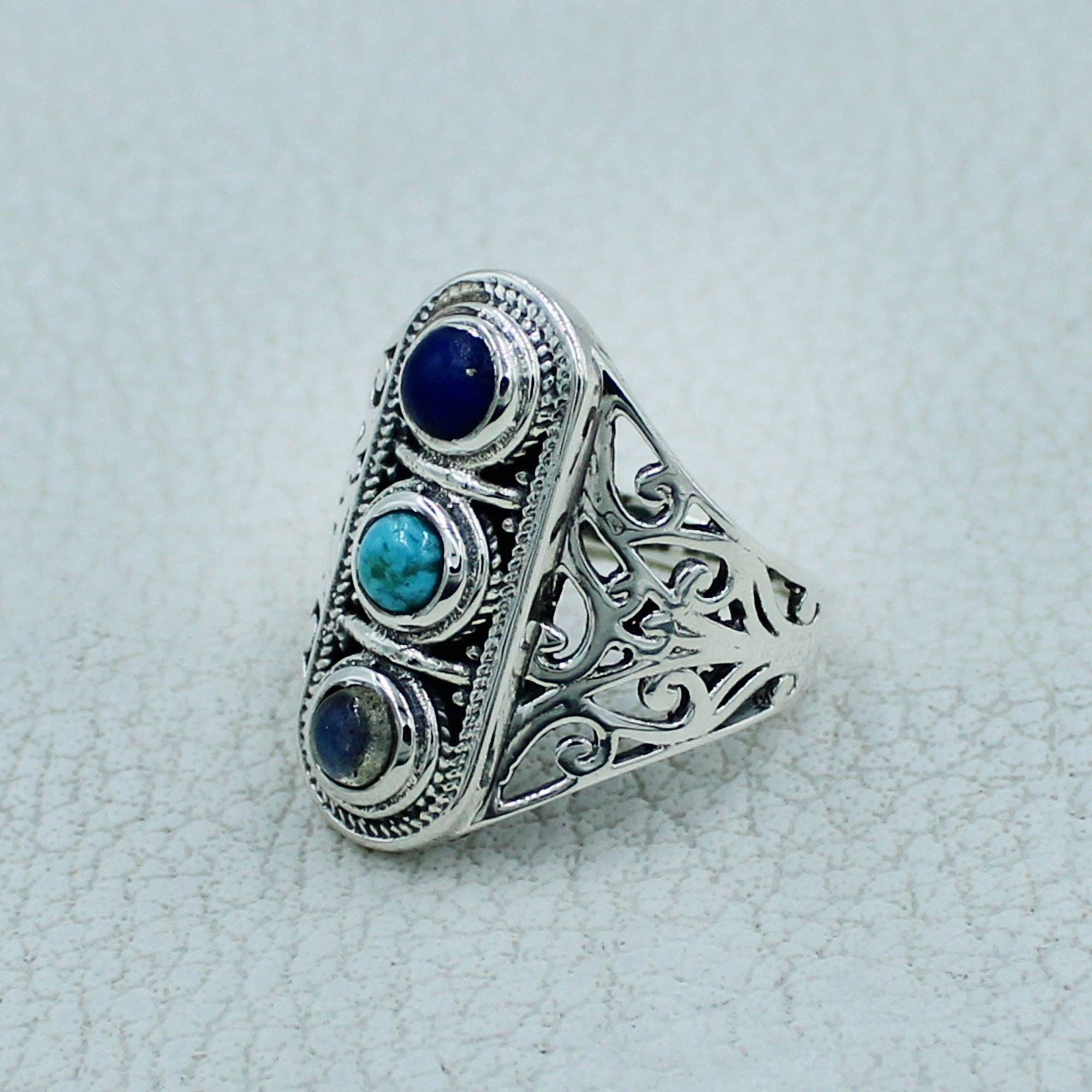 Silvex Jewelry – Engroshandel Statementring – Turkis, Lapis Lazuli Sterling Sølvring3