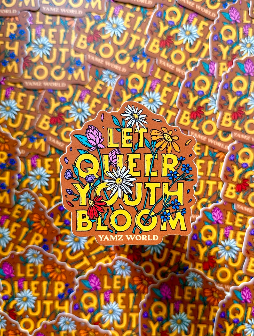 YAMZ: World of Color - Wholesale Sticker - Let Queer Youth Bloom Sticker