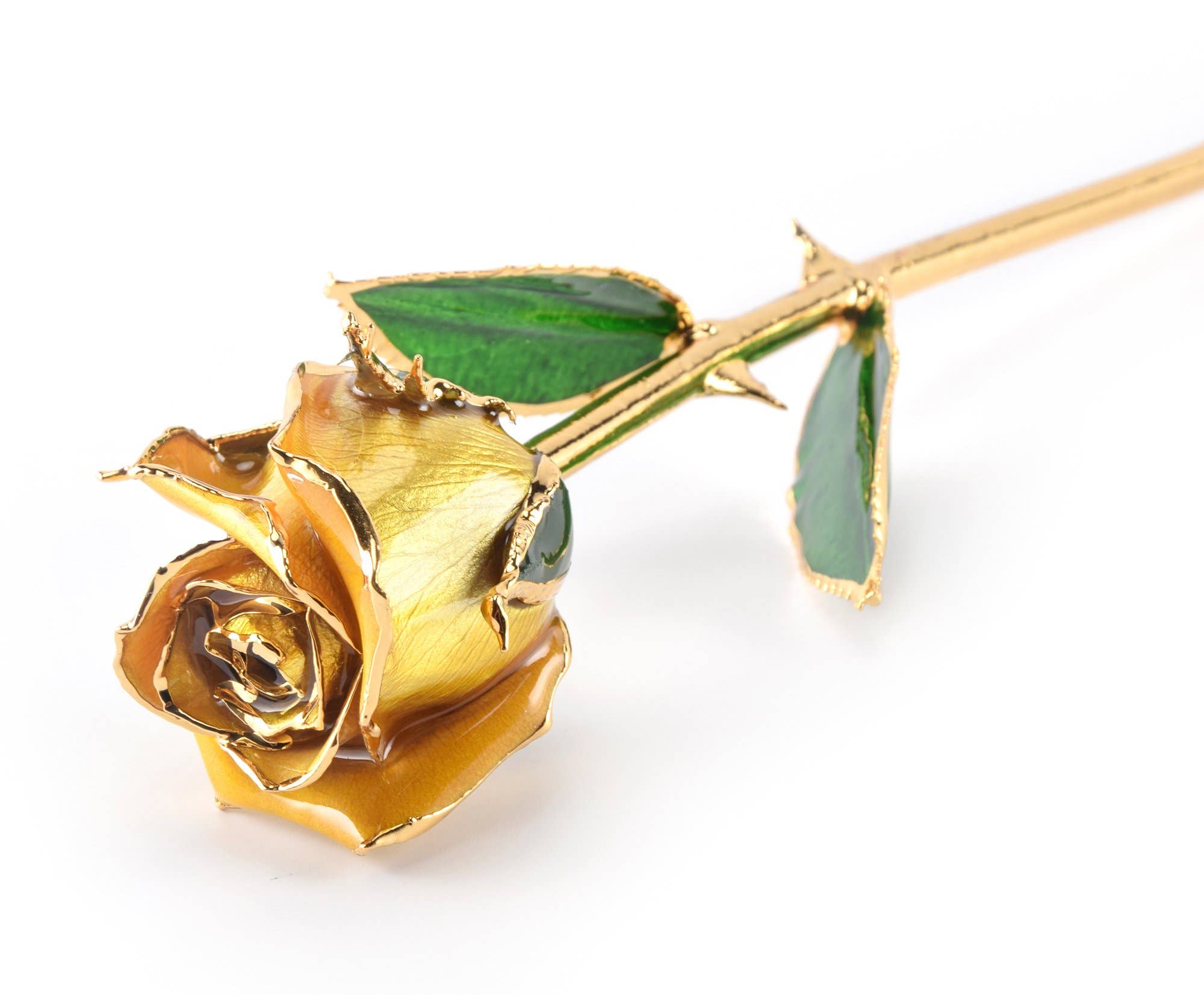 CHAKRA VIEW - Wholesale Artificial Flowers - 24 Karat Gold Dipped Rose Half Bloom - Yellow0