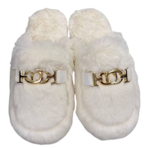 MB SMERWICK SA - Wholesale Slippers - Women's - CHAIN PLUSH INDOOR SLIPPER - CREAM - T.36/41 - MBS03132