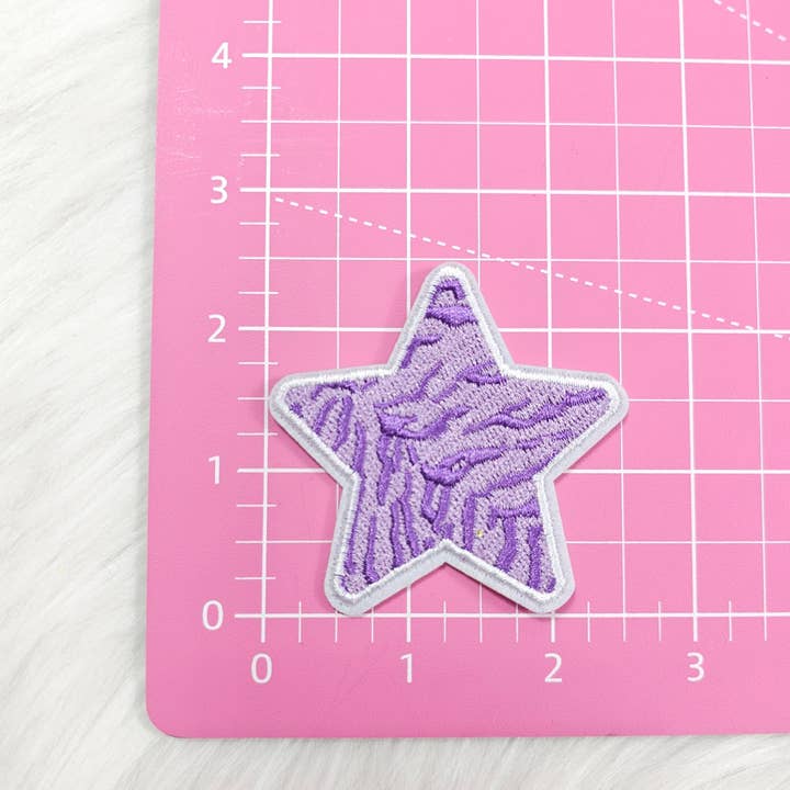 Scratch Decor - Wholesale Patch - Purple Animal Tiger Stripe Star Embroidery Iron On Patch2