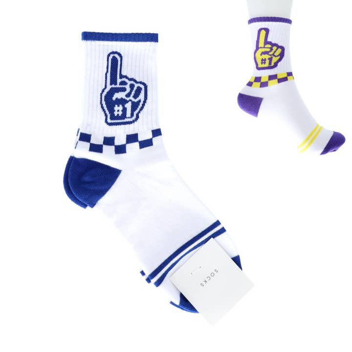 SP Sophia Collection - Wholesale Socks - Women's - Foam Hand Graphic Cotton Knit Women's Crew Socks