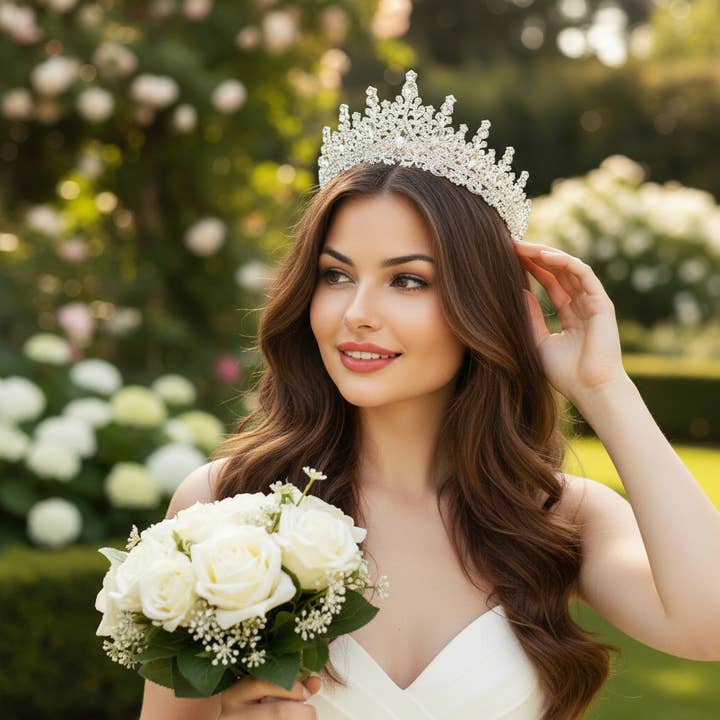 ATHENA COLLECTION - STARLET TIARA - AHB213 SILVER for wholesale by Athena Bridal Jewellery