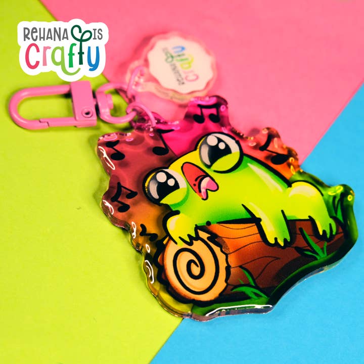 Loggy Frog | Acrylic Keychain for wholesale by Rehana is Crafty
