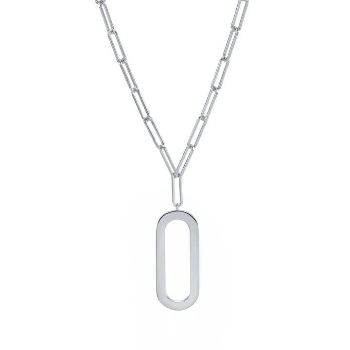 Eva ovale halsketting van gerhodineerd zilver @669 voor wholesale door ORUS BIJOUX