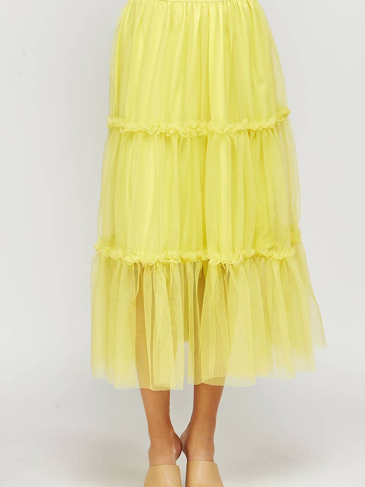 Tyll Midi Kjol Med Mini Volanger för wholesale av Strut & Bolt