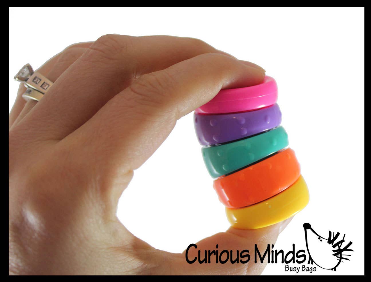 Curious Minds Toys - Wholesale Fidgetspeelgoed - Kinderen - 1 Spinnende Regenboog Schijventoren Roterende Ringen Fidget Speelgoed - Zo3