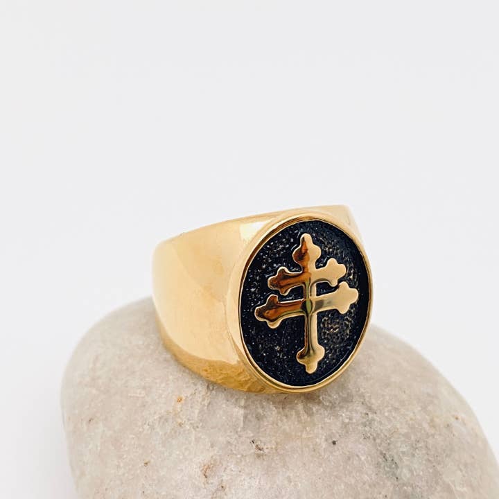 Mio Queena - Wholesale Signet Ring - Lorraine Cross Stainless Steel Ring - MJ/MR