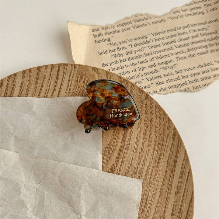 Chic Heart-Shaped Small Acetate Hair Claw Clips for wholesale by SoapElenGlen