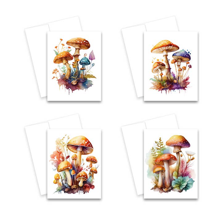 Blandade svampkort - Set med 4 anteckningskort för alla tillfällen för wholesale av Aria Rae