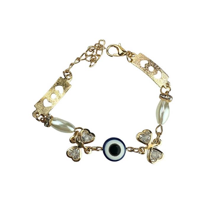 Evil Eye Beaded Gold Chain Bracelet for wholesale by ZKY Wholesale