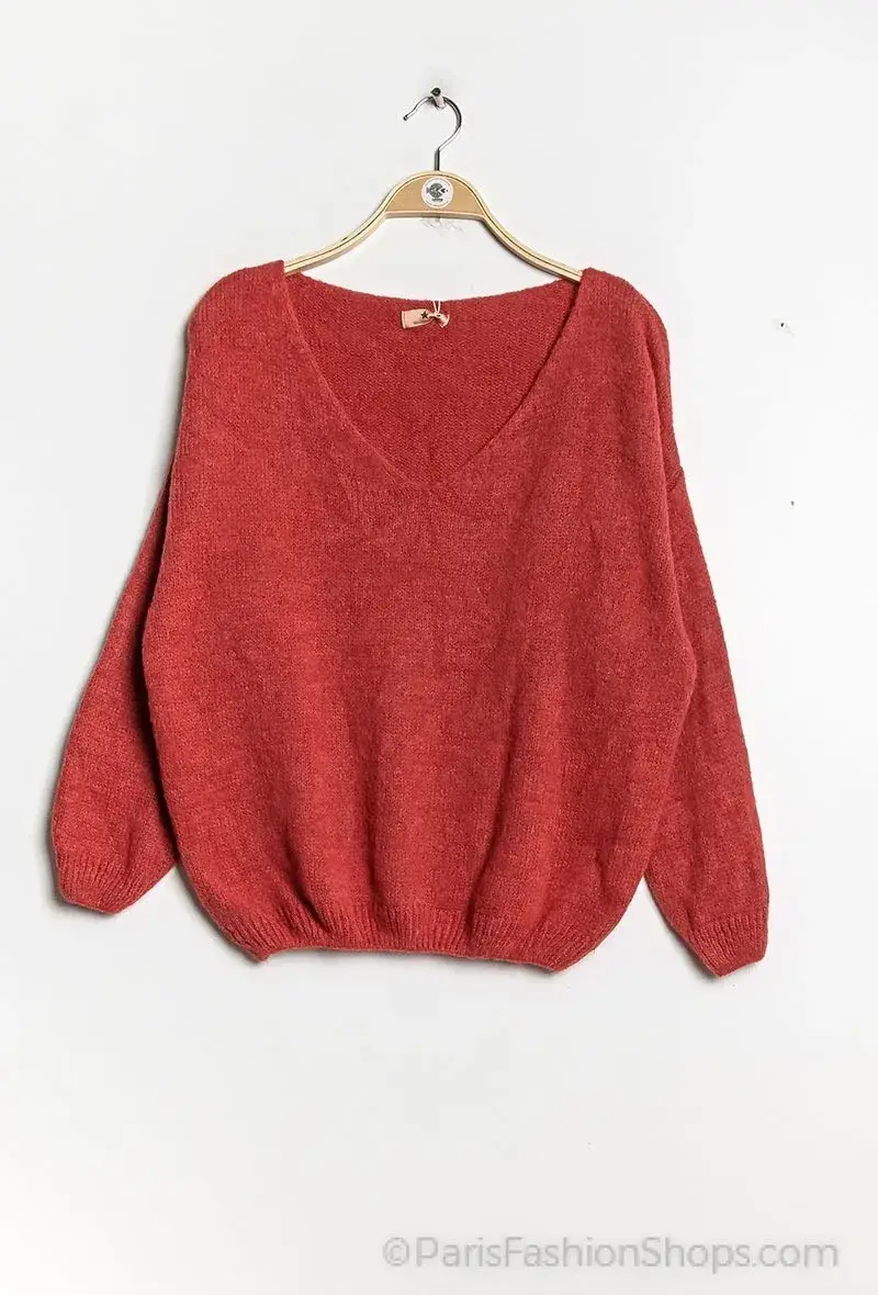 Mimi & Gogo - Vente Pull en maille – femme - Pull uni basique @20127_uni13